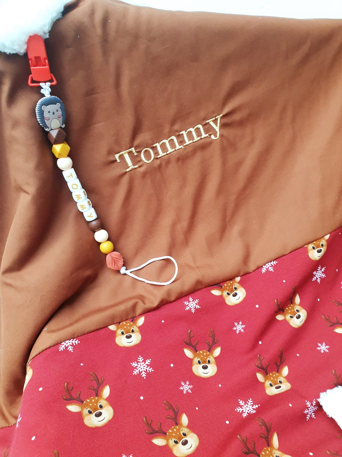 Couverture BÉBÉ et attache tétine assorti coffret cadeau de Noël