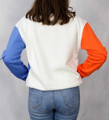 Sweat tricolore broderie
